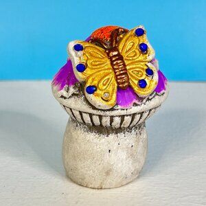 RARE Dollhouse‎ Miniature Garden Mushroom & Butterfly 3" Resin Figure